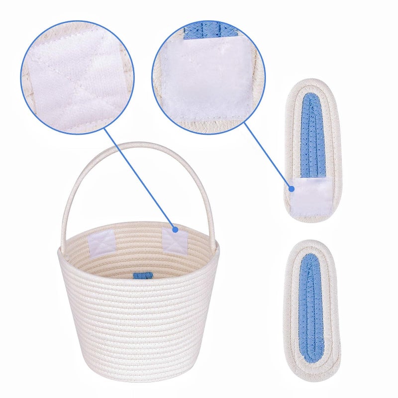CubesLand Baby's First Easter Basket Set - 2-Piece Empty Easter Egg Hunt Basket for Boys & Girls, Cute Bunny Rabbit Buckets with Ears for Kids, Toddlers, Children - Image 4