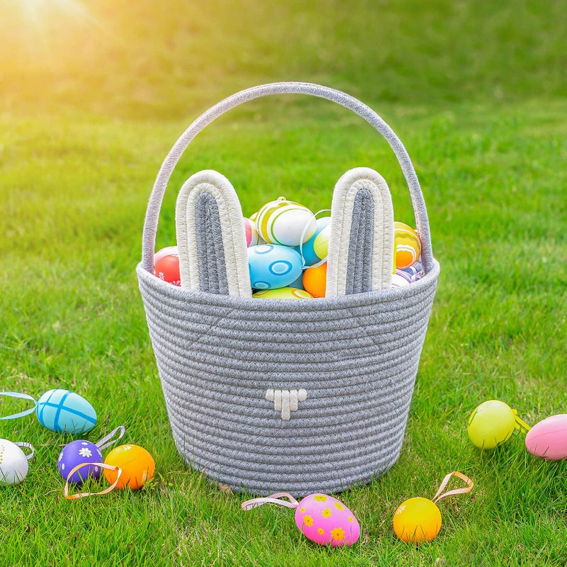 CubesLand Baby's First Easter Basket Set - 2-Piece Empty Easter Egg Hunt Basket for Boys & Girls, Cute Bunny Rabbit Buckets with Ears for Kids, Toddlers, Children - Image 3