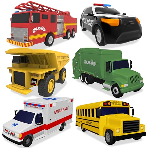 SplashEZ Mold Free 6 Cars Bath Toys for Kids Toddler Bath Toys with No Hole for Water Vehicles Set Ideal Size for Little Hands Safe Durable for Endless Tub Fun Great for Boys Girls Ages 0 - Image 1
