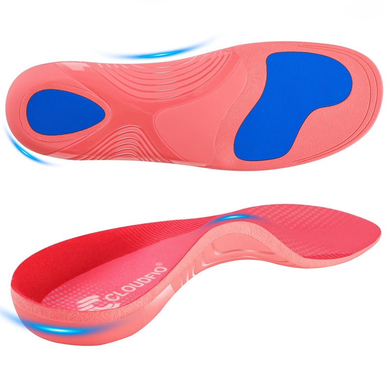 Cloudflo Plantar Fasciitis Insoles for Men Women,High Arch Support for Pain Relief,Shoe Inserts Orthotic for Flat Feet,Work Boot Insoles for Shock Absorbing Inserts (Fit for Standing All Day) P-M - Image 1