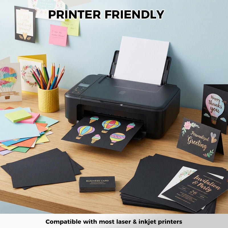 Koogel 100 Sheets Black Cardstock 12 x 12, Heavy Card Stock for Printer, Invitations, Scrapbooking, DIY Crafts and Decoration, Kids Back to School Supplies, 85lb/230gsm - Image 4
