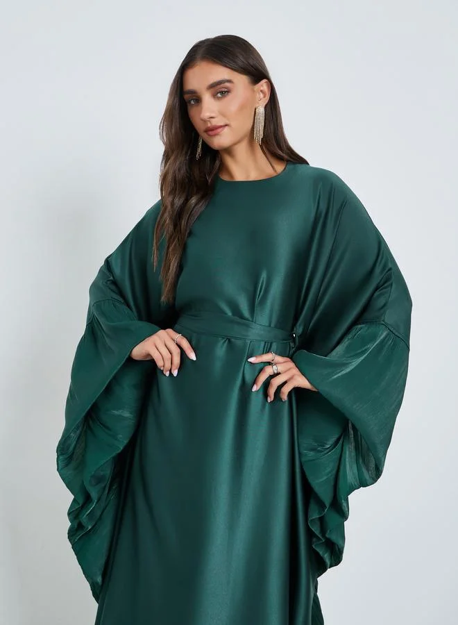 Styli Emerald Green Long Sleeves Kaftan Maxi Dress