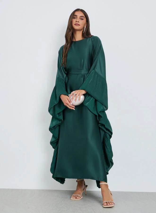 Emerald Green Long Sleeves Kaftan Maxi Dress