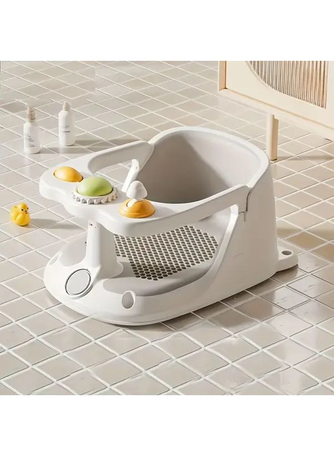 Gray Bath Tub with Safety Harness Non Slip Cushioned Seat Stable Base Easy Clean - Image 5