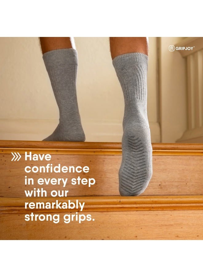 Gripjoy Socks with Grippers for Women & Men, 3-Pack Casual Crew Hospital Socks with Grip - Image 2