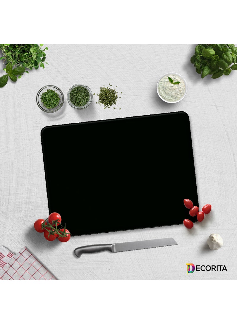 DECORITA Solid Color - Black | Glass Cutting Board - Glass Cutting Table | 30cmx40cm 