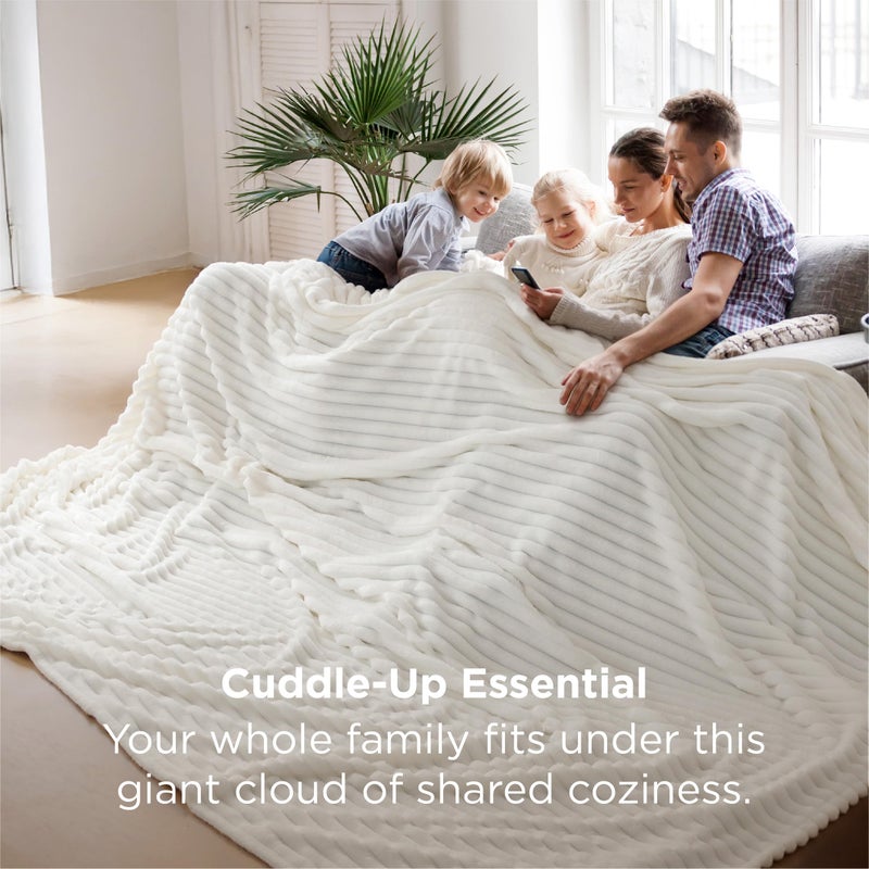 Bedsure GentleSoft Large Fleece Blanket for Bed - Cozy Soft Throw Blankets for Women, Cute Large Throws for Girls, Off White, 120x120 Inches - Image 4
