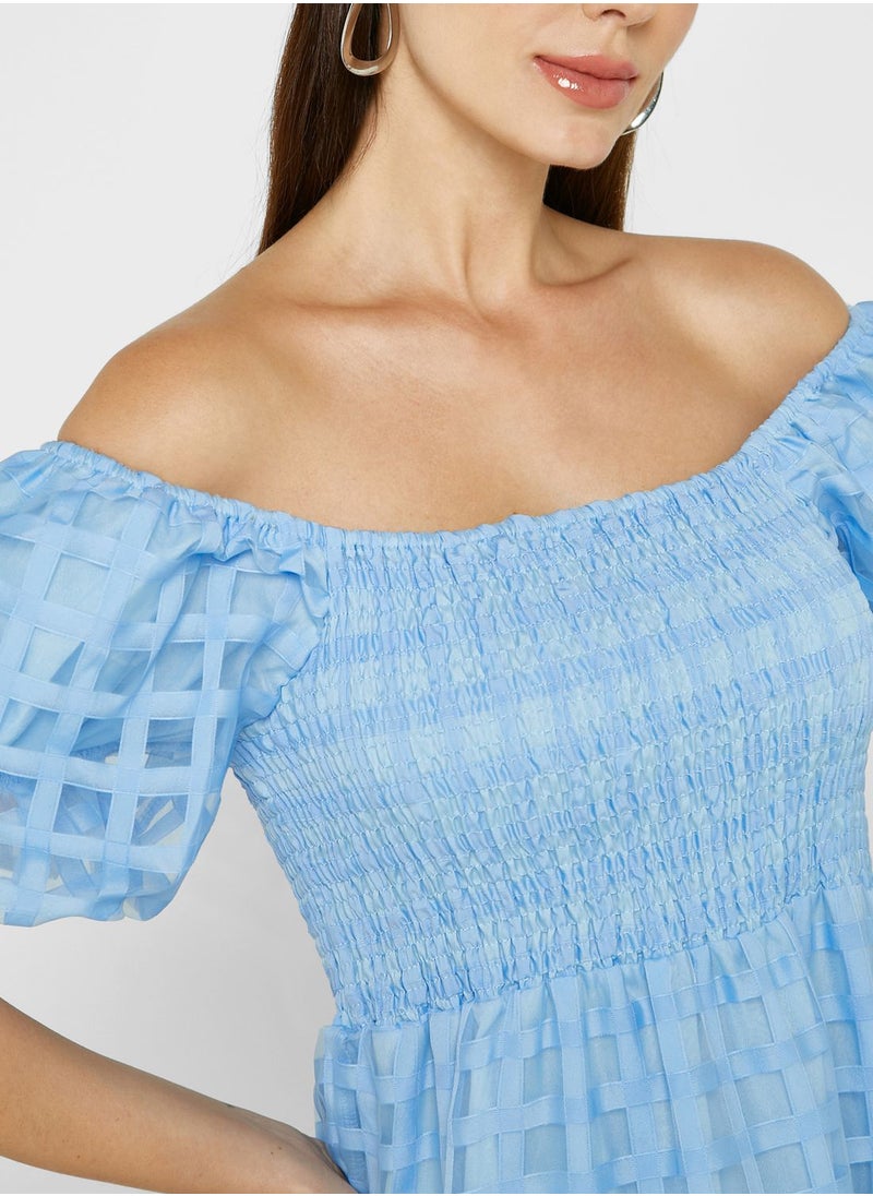 ELLA - Off Shoulder Puff Sleeve Dress - Image 1
