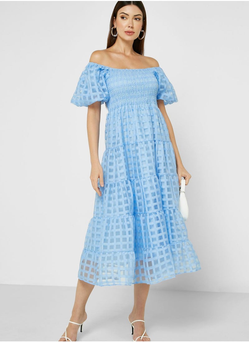 ELLA - Off Shoulder Puff Sleeve Dress - Image 1