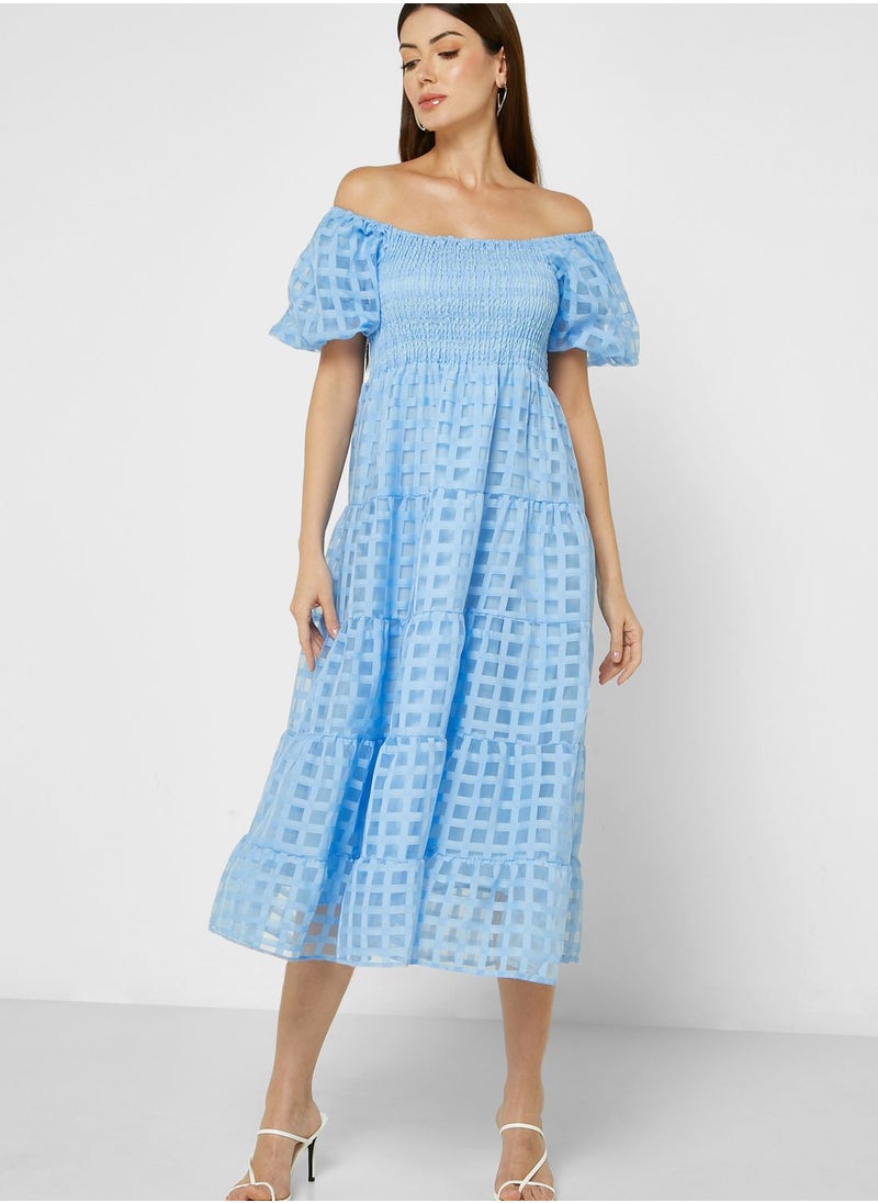 ELLA - Off Shoulder Puff Sleeve Dress - Image 1