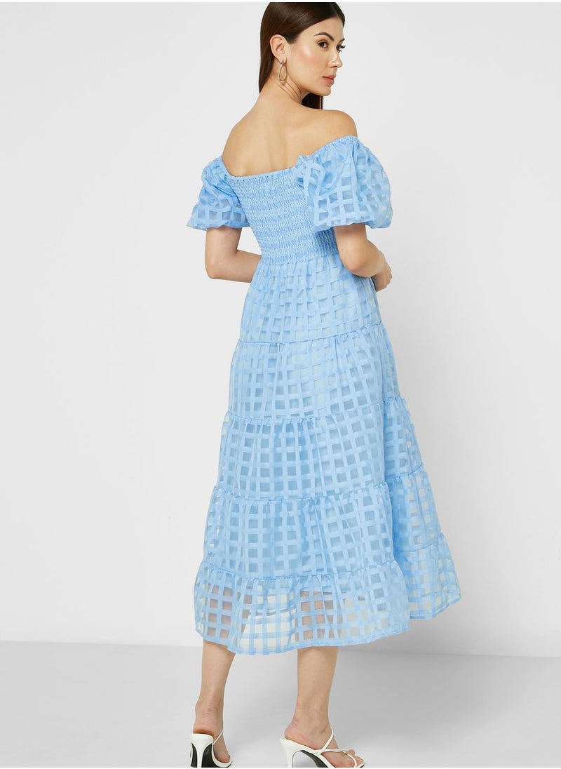 ELLA - Off Shoulder Puff Sleeve Dress - Image 1