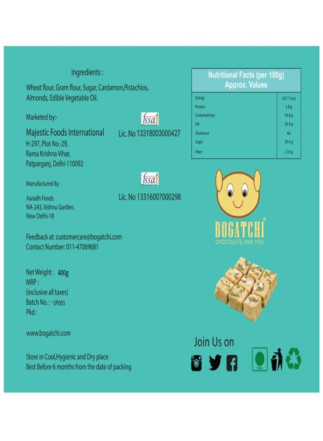 BOGATCHI Rakhi with Sweets for Brother, Traditional Soan Papdi, 400gm with 3 Rakhi + Roli Chawal + Free Rakhi Story Card - Image 3