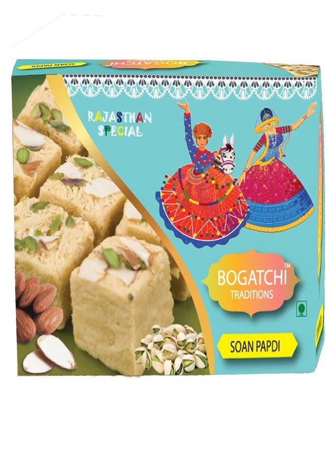 BOGATCHI Rakhi with Sweets for Brother, Traditional Soan Papdi, 400gm with 3 Rakhi + Roli Chawal + Free Rakhi Story Card - Image 2