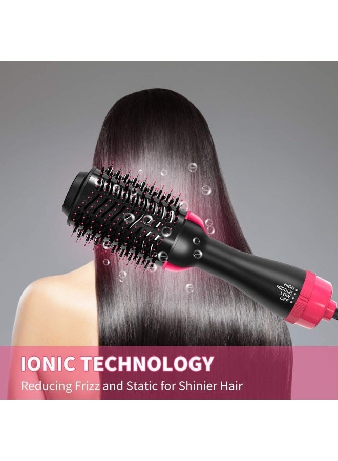ون ستيب مجفف شعر وفرشاة هواء ساخن بخطوة واحدة | مملس شعر ومكثف ٢ في ١ | ٣ إعدادات للسرعة والحرارة | سلك دوار ٣٦٠ درجة | فرشاة أيونية من سيراميك التورمالين لشعر ناعم ولامع وخالٍ من التجعد - Image 4