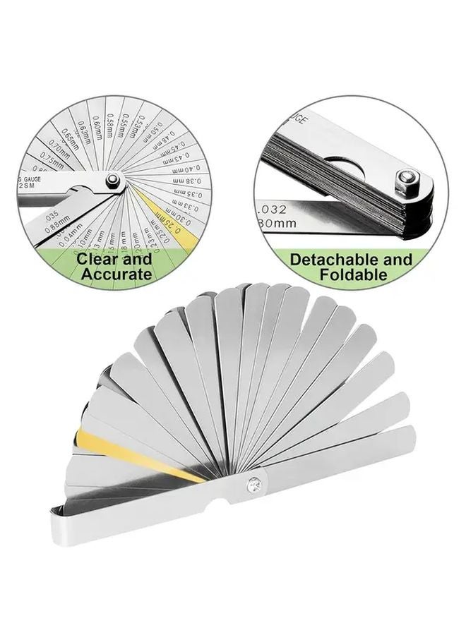 32 Blade Silvery Stainless Steel Feeler Gauge Set 0015 0035 Inch 04 088mm Metric Imperial - Image 4