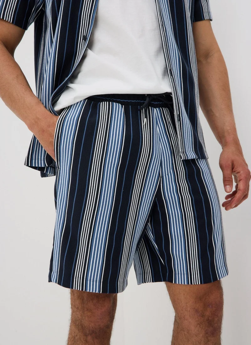 Matalan Navy Navy Vertical Stripe Co Ord Shorts for Men | Best Price UAE