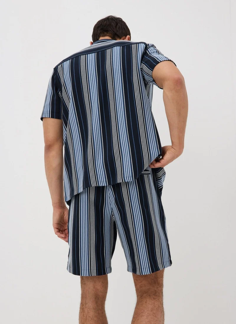 Matalan Navy Vertical Stripe Co Ord Shorts