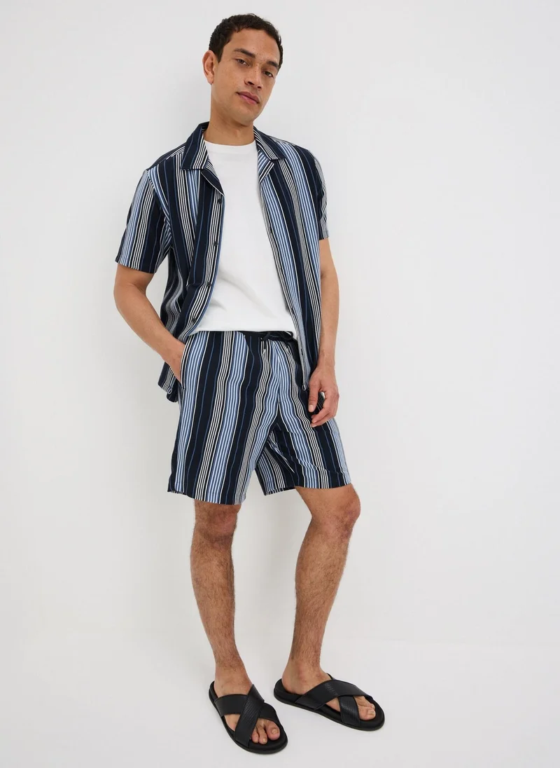 Matalan Navy Vertical Stripe Co Ord Shorts