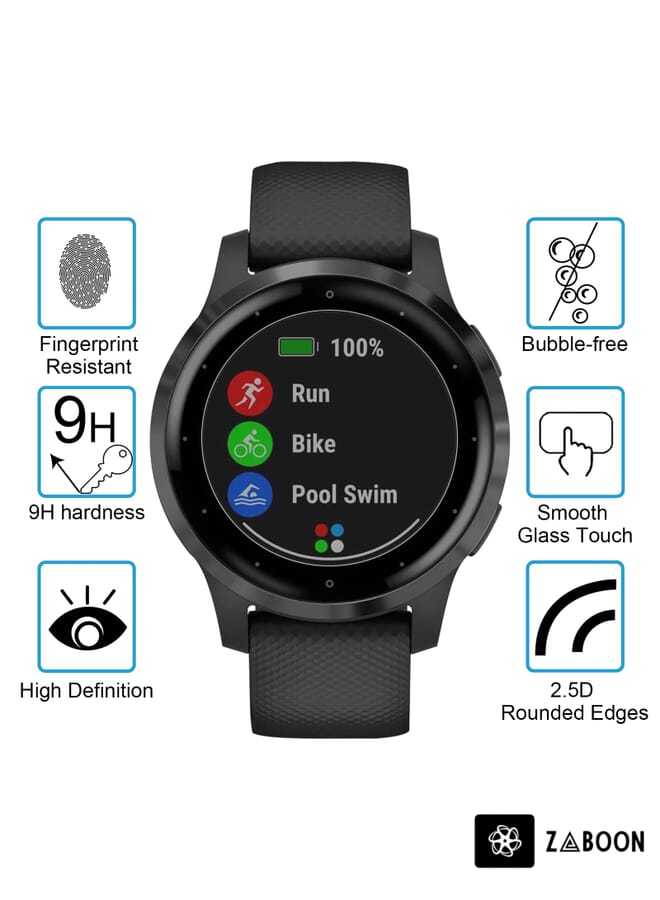 Glass Watch Band For Garmin Vivoactive 4S 2pcs Small Plaid Silicone  with 2pcs Tempered Glass Film(Orange) - Image 4