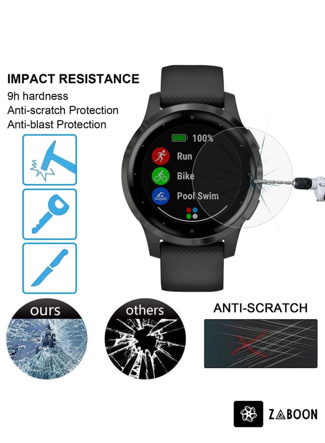 Glass Watch Band For Garmin Vivoactive 4S 2pcs Small Plaid Silicone  with 2pcs Tempered Glass Film(Orange) - Image 5