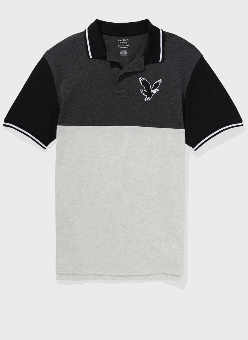 American Eagle Embroidered Logo Polo T-shirt
