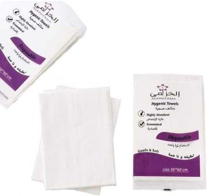 مناشف حمام للاستخدام مرة واحدة، بيضاء، ناعمة وماصة (50، 30x30 سم) - Image 2