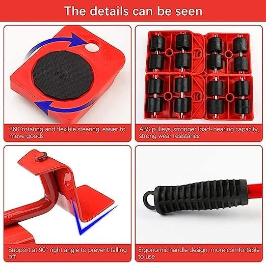 BBD kitchen shop Heavy Duty ABS Steel Adjustable Height Furniture Lifter Sliders Easy Safe Moving Appliance Roller Shifting Tool Suitable for Sofas Couches Refrigerators - Image 3