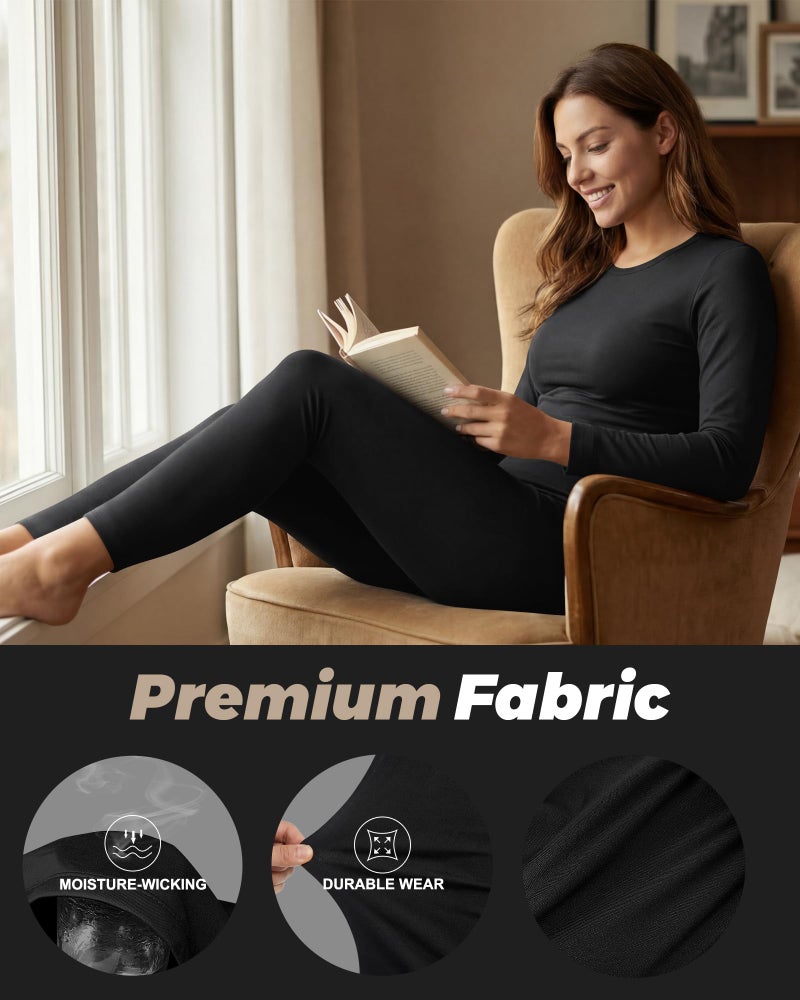 WEERTI Thermal Underwear for Women Long Johns with Fleece Lined Base Layer Women Cold Weather Top Bottom Black - Image 5