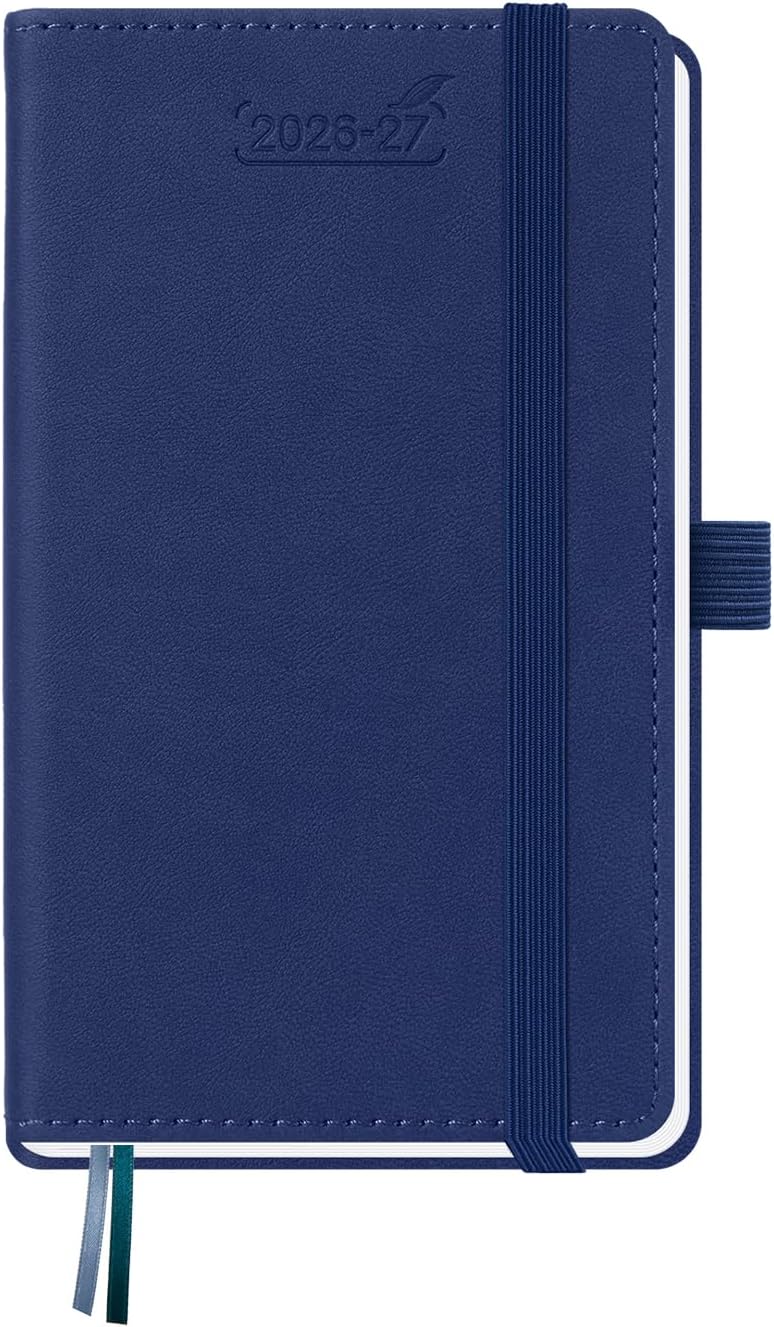 BEZEND Pocket Diary 2026-2027 Week to View Academic Year 18 Month (Jul'26 - Dec'27), A6 15.5 x 9 cm Small Weekly Planner with Pen Holder & PU Leather Hardback, Blueberry - Image 1