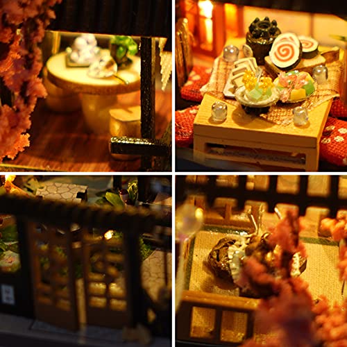 TOPBSFARNY Miniature Wooden Dollhouse Japanese/Seaside/Car House Market DIY Doll House Kit Villa Building 3D Model Creative Gifts for Friend and Parents (Japanese Style Villa) - Image 5