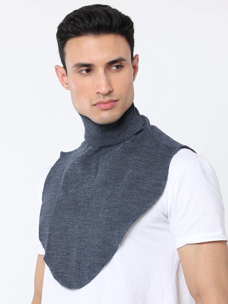 HIVER Woolen Neck Warmer For Men Faux Turtleneck Neck Cover Dickey Mock Fake False Collar (Denim Blue) - Image 2