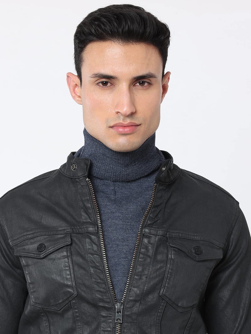 HIVER Woolen Neck Warmer For Men Faux Turtleneck Neck Cover Dickey Mock Fake False Collar (Denim Blue) - Image 5