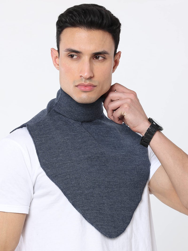 HIVER Woolen Neck Warmer For Men Faux Turtleneck Neck Cover Dickey Mock Fake False Collar (Denim Blue) - Image 3