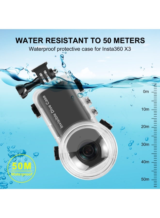 بولوز حافظة غوص مقاومة للماء مع ختم محكم حتى عمق 50 متر لجهاز Insta360 X3 (شفافة) - Image 5