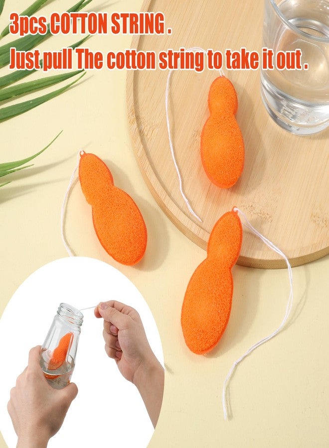 NQEUEPN 3pcs Beans-Shaped Bottle Cleaning Sponges, Magic Beans Water Bottle Cleaner Sponge with Ceramic Balls, Reusable Small Mouth Bottle Clean Sponges, Easy to Clean (Orange) - Image 5