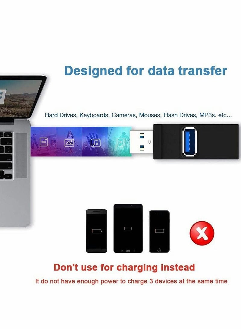 USB 3.0 Hub, 3-Port High-Speed Splitter for Laptops, USB Drives, External Hard Drives, Keyboards, Mice, Printers, Compatible with All USB Devices, Ideal for On-the-Go Use - Image 1