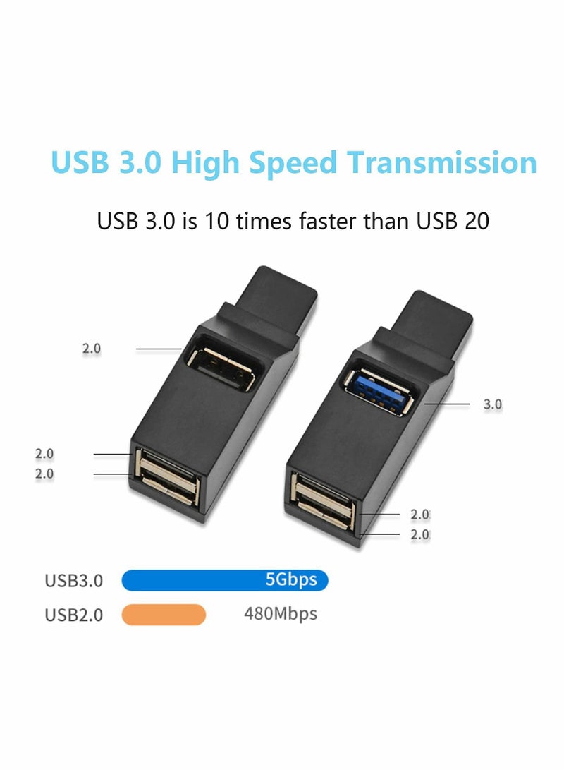USB 3.0 Hub, 3-Port High-Speed Splitter for Laptops, USB Drives, External Hard Drives, Keyboards, Mice, Printers, Compatible with All USB Devices, Ideal for On-the-Go Use - Image 2
