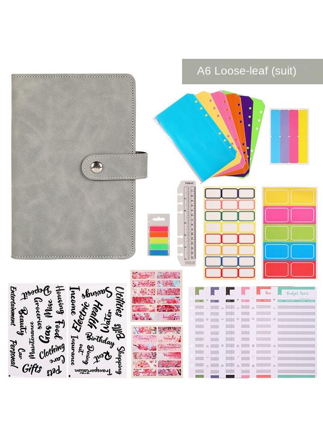 Bluejw Macaron Skin Sense Hand Ledger Suit PVC Budget Card Labeling English Book Magnetic Button Notepad Portable Notes - Image 1