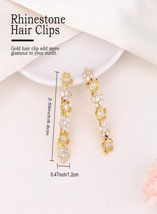 AMCAMI 2PCS Rhinestone Hair Clips,Gold Wedding Hair Clips For Women，Fancy Gold Hair Barrettes For Bridal Bridesmaid Prom - Image 3