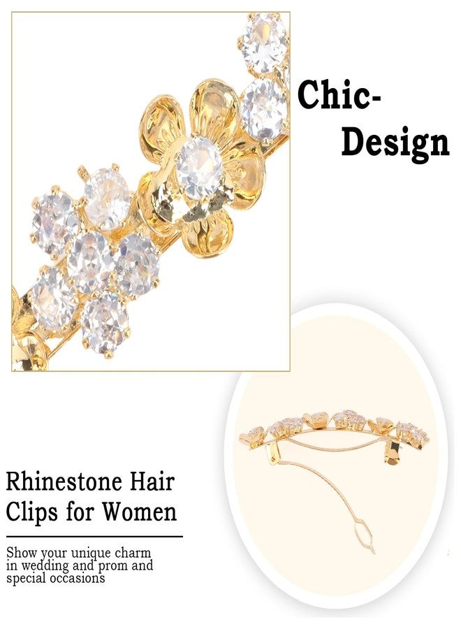 AMCAMI 2PCS Rhinestone Hair Clips,Gold Wedding Hair Clips For Women，Fancy Gold Hair Barrettes For Bridal Bridesmaid Prom - Image 2