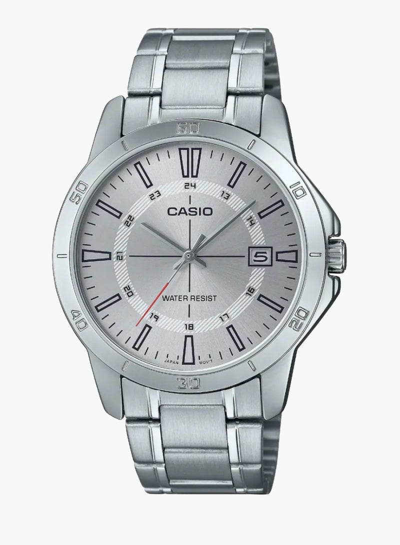 CASIO Men's MTP-V004D-7CUDF Analog Watch with Stainless Steel Strap - 42 mm - Silver
