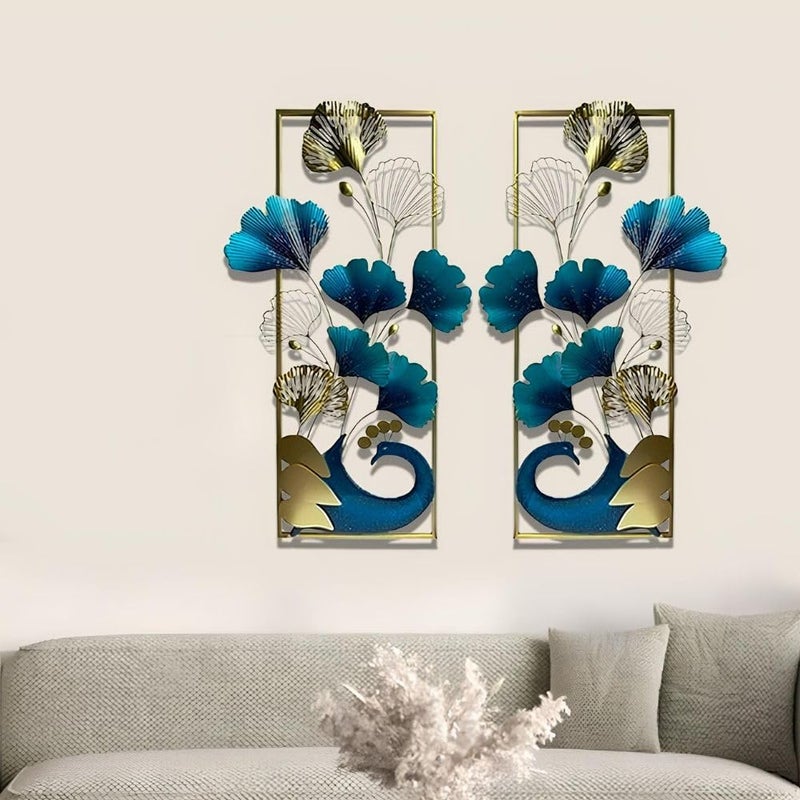 OVIK - Large Handcrafted Metal Multicolor Wall Art Peacock Frame Modern Decorative Wall Hanging for Home Decor | Elegant Sculpture for Living Room, Bedroom, Hall, Hotel & Restaurant Interior Decoration - Image 1