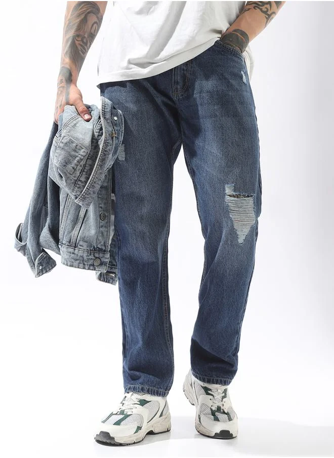 HIGH STAR Blue Jeans Plain Button Woven Full Cargo Mid-Rise for Men – Style that defines you