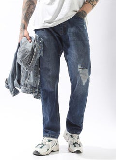 HIGH STAR Blue Jeans Plain Button Woven Full Cargo Mid-Rise for Men – Style that defines you  - Image 2