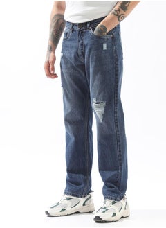 HIGH STAR Blue Jeans Plain Button Woven Full Cargo Mid-Rise for Men – Style that defines you  - Image 3