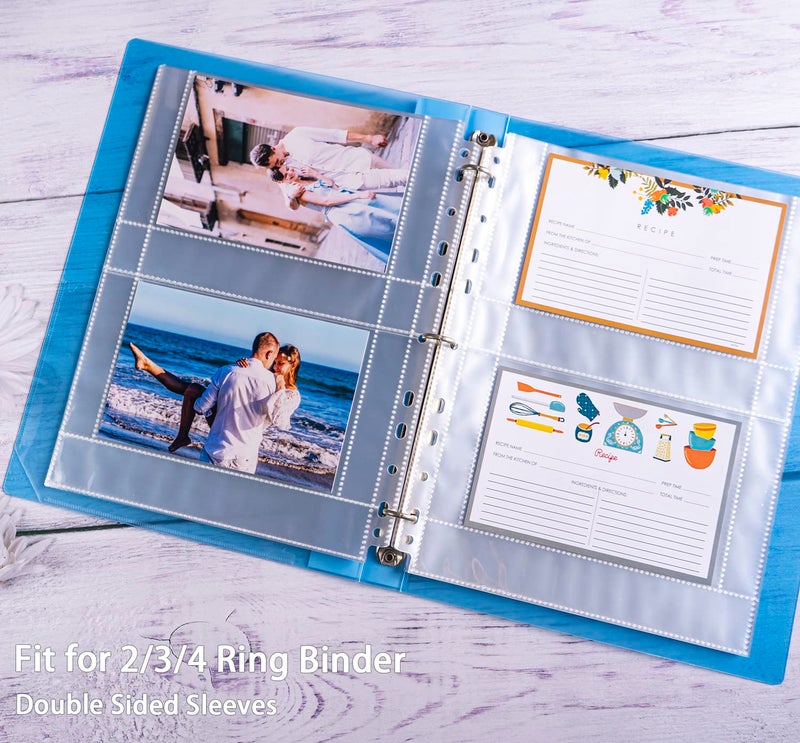 Zofly 30 Pack 120 Pockets 4x6 Recipe Card Sleeves,3 Ring Binder Recipe Card Protector Pages,Double Sided 2 Pocket Refill Sheets for Recipe Book, 8.5x11 Inch Top Loading Clear Sleeve Sheets - Image 4