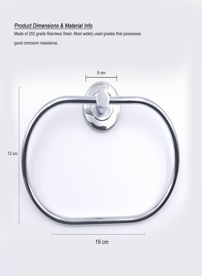 Pathavi Stainless Steel Towel Holder for Bathroom | Wash Basin | Towel Hanger | Napkin Holder for Wash Basin | Towel Ring| Bathroom Accessories (Oval, Chrome Finish, Pack of 1) - Image 4
