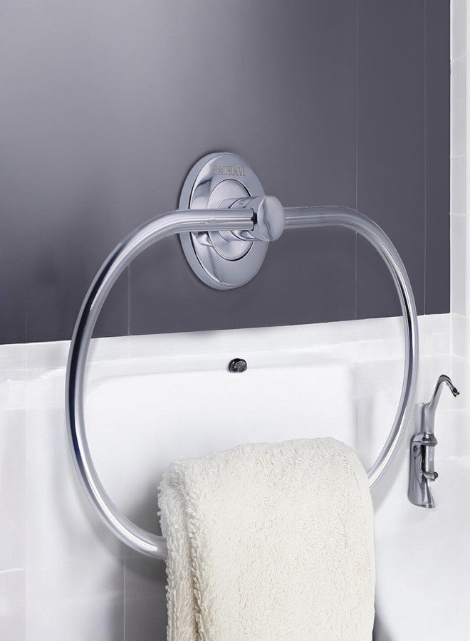 Pathavi Stainless Steel Towel Holder for Bathroom | Wash Basin | Towel Hanger | Napkin Holder for Wash Basin | Towel Ring| Bathroom Accessories (Oval, Chrome Finish, Pack of 1) - Image 5