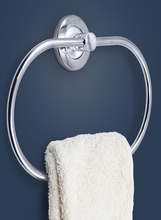 Pathavi Stainless Steel Towel Holder for Bathroom | Wash Basin | Towel Hanger | Napkin Holder for Wash Basin | Towel Ring| Bathroom Accessories (Oval, Chrome Finish, Pack of 1) - Image 1