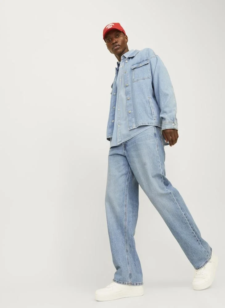 جاك اند جونز Jjialex Jjoriginal Am 337 Light Wash Stright Fit Jeans
